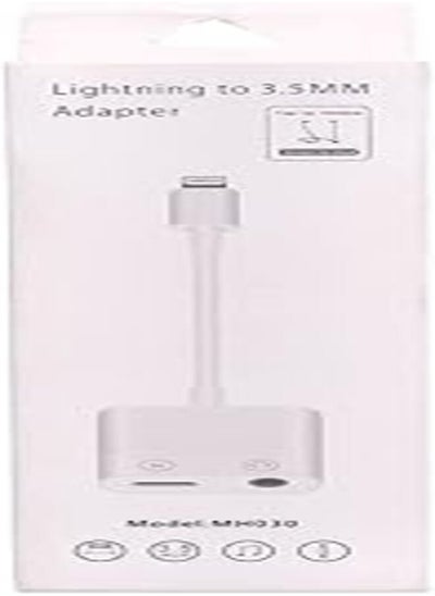 Buy Lightning to 3.5 aux audio and charger adapter cable for iphone - white in Egypt