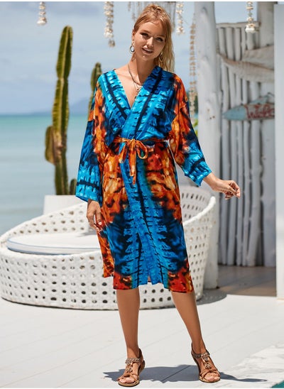 اشتري Beach Printed Fashionable Sunscreen Robe Cover Up في الامارات