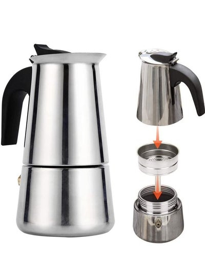 Buy Italian Espresso Coffee Pot (Mocha Pot) From Stainless Steel (4 Cups ) Prepared On The Cooker Gas, Stove And Induction A Perfect Gift For Coffee Lovers in Egypt
