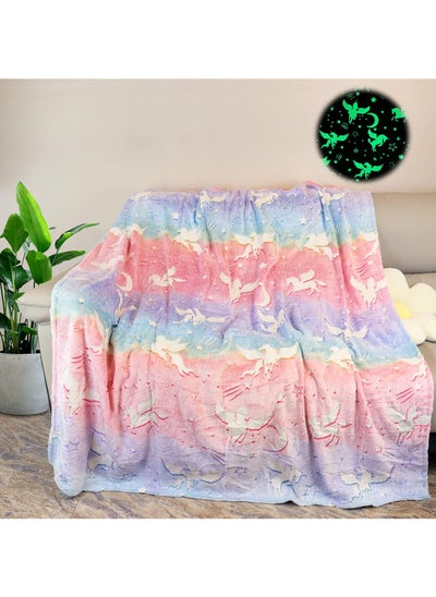 Buy Kids Glow in The Dark Blanket Soft Throw All Seasons for Couch Sofa Bed 150 x 120cm in UAE