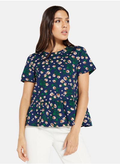 Buy Floral Print Peplum Top in UAE