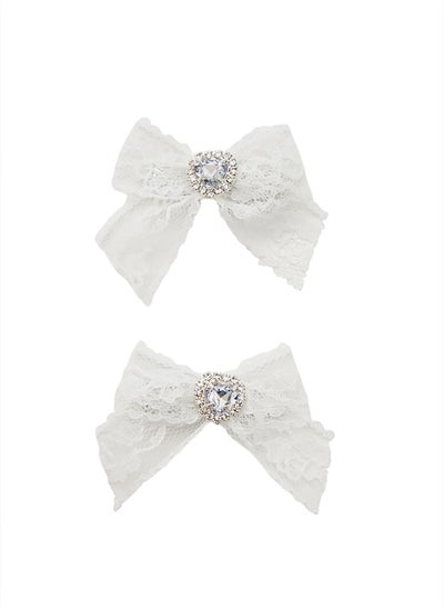 Buy Lace Bow Faux Gem Hair Clip Set in Egypt