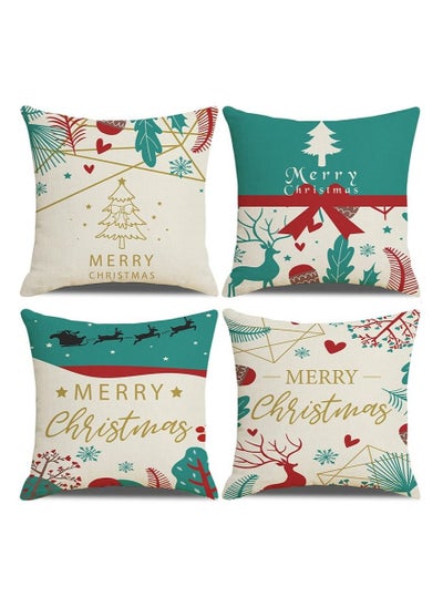 اشتري 4Pcs christmas pillow case pillow cover cushion cover for home decor 45*45cm في الامارات