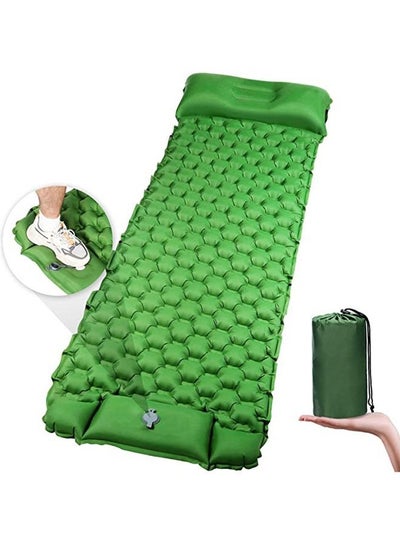 Buy Sleeping Pad - Ultralight Inflatable Sleeping Pad for Camping, 75''X25'', Built-in Pump, Ultimate for Camping, Hiking - Airpad, Carry Bag, Repair Kit - Compact & Lightweight Air Mattress(Green) in Saudi Arabia