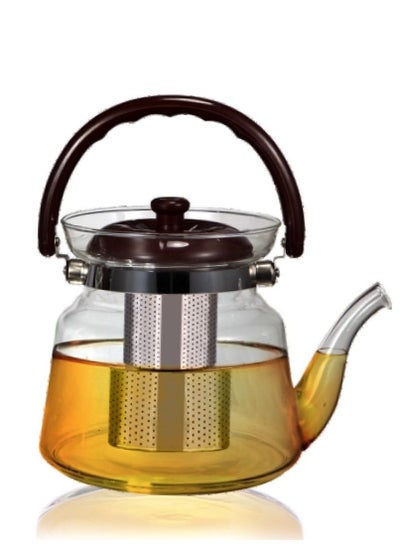 Buy Transparent Heat Resistant Glass Tea Coffee Pot With Infuser 600ml in Saudi Arabia