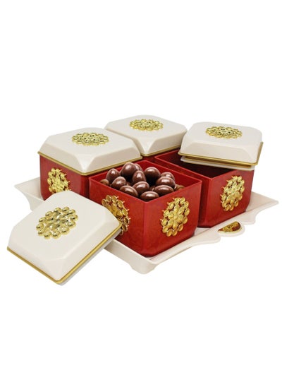 اشتري Nayasa Dry Fruit Tray with Leakproof Containers Florentine Red في الامارات