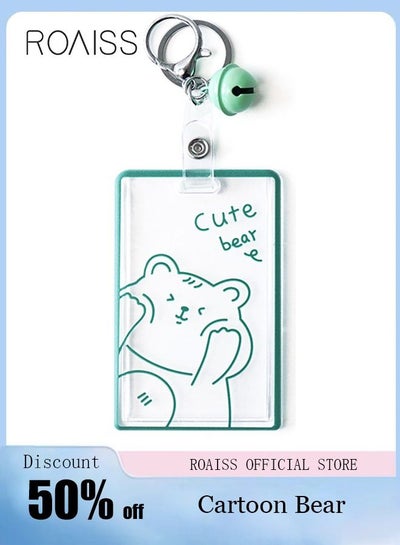 Buy 1pcs Cute Cartoon Bear Graphic ID Card Cover Transparent Acrylic with Sweet Small Bell Keychain Meal/Door/Work Card Protection for Students Kids Girls Boys Clear in Saudi Arabia