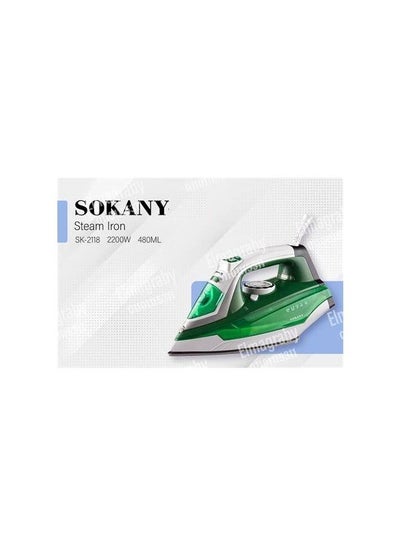 اشتري Sokany Sokany SK-YD-2118/Sokani steam iron (steam/dry/spray/automatic cleaning) 2200 watts, green + gift bag from Home Tech في مصر