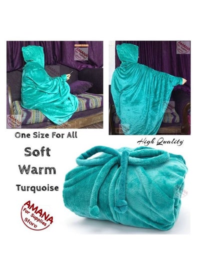 Buy High Quality Soft Blanket Cape / Hoodie - (One Size ) Turquoise in Egypt