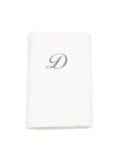 Buy BYFT Monogrammed Cotton Bath Towel Embroidered Letter D in Saudi Arabia