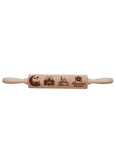 Buy HilalFul Rolling Pin | Baking Tool | Kitchenware | Kitchen Accessory | Islamic Theme | Eid, Ramadan Inspired | Wooden | Non-Stick | Easy Grip  | Smooth Surface | Easy To Clean in UAE