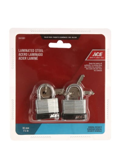 Buy Laminated Steel Padlock Pack 30mm 2Pcs in UAE