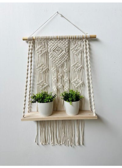 Buy Wooden Wall Shelf, Macrame Shelf, Living Room Decor, Stand Bookshelf. in Egypt