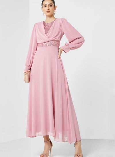 Buy Sequin Detail Chiffon Dress in Saudi Arabia