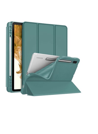 اشتري Smart Case for Samsung Galaxy Tab S8 2022/Tab S7 2020 11 Inch (Model SM-X700/X706/T870/T875) with Pencil Holder, Soft TPU Smart Stand Back Cover Auto Wake/Sleep Feature - Green في مصر