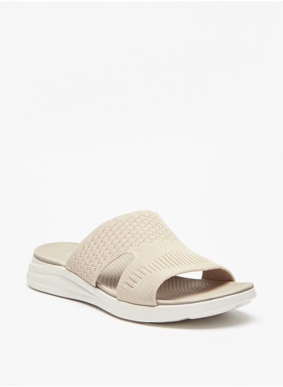 اشتري Textured Slip On Sandals with Platform Heels في الامارات