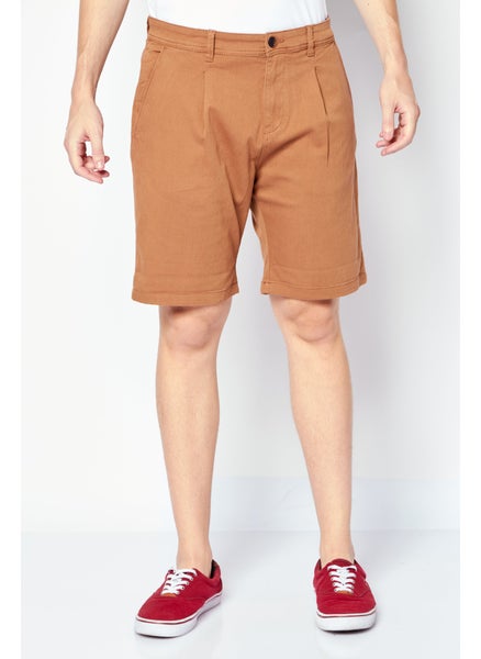 Buy Men Solid Chino Shorts, Brown in UAE