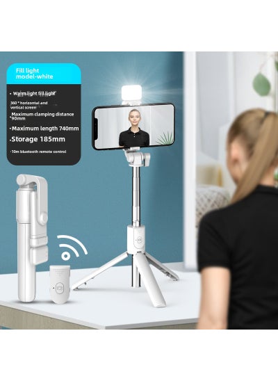 اشتري 6-in-1 Bluetooth Selfie Stick with LED  Tripod R1S with light White في السعودية