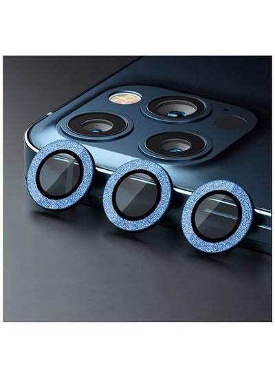 Buy Camera Lens Protector  Protection Camera Cover Tempered Glass Screen Protector Diamond Metal Individual Ring For 13Pro 13 ProMax 2021 Blue in UAE