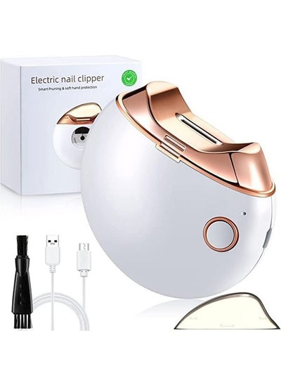 اشتري Electric Nail Clipper USB Rechargeable Nail Trimmer Clipper Automatic Baby Nail File For Kids Adults Elderly Fingernail Care White في السعودية