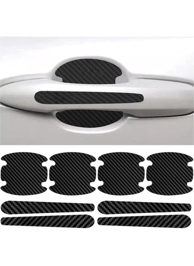 Buy 8 Pcs Car Door Handle Bowl Sticker Car Door Handle Sticker Auto Door Handle Protective Film Universal Carbon Fiber Cover Anti Scratch Car Stickers Self-Adhesive and Non-Marking Black in Saudi Arabia