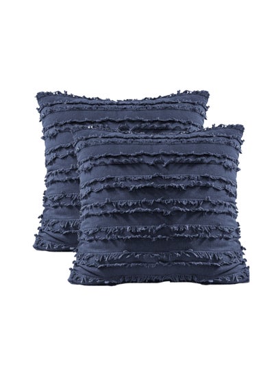 Buy 2 Piece Embroidered Cushion Cover (45X45 cm) Without Filler Blue in Saudi Arabia