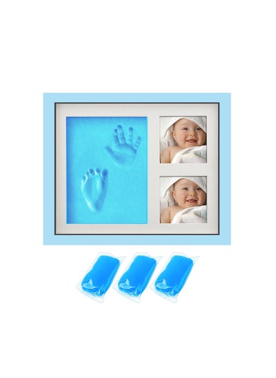 Buy 1Piece Baby Handprint & Footprint Frame Kit, Clay Casting & Photo Memory Keepsake Frame (Blue Frame, Blue Clay) in UAE