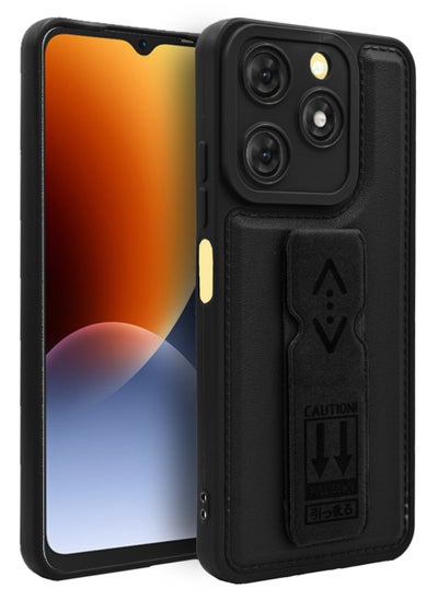 Buy Case Cover For Itel A70 With Magnetic Hand Grip 3 in 1 Black in Saudi Arabia