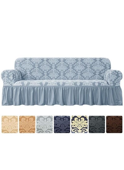 اشتري Three Seater Stretchable Sofa Cover Light Grey 185-235cm في الامارات