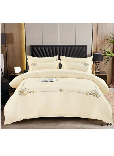 Buy Luxury Rose Embroidery Cotton Duvet Cover Set Korean Style Bedding Princess Solid Color Bedspread Bed Sheet Pillow Cases in UAE