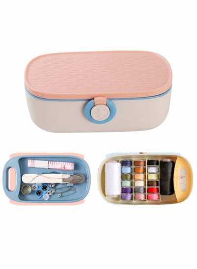 اشتري Sewing Kit, Advanced Home Supplies Complete DIY Portable Multifunctional Double Layer Needle and Thread Storage Box (Pink) في الامارات