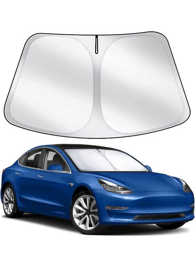 اشتري Tesla Model 3 Y Windshield Sunshade, Sun Shade Fit for 2016 2022 Protector Visor Cover, Black&Silver في الامارات