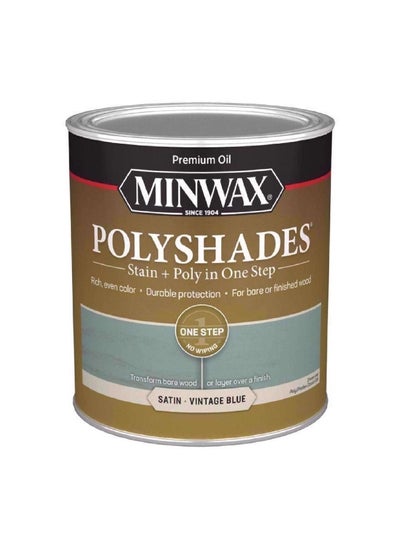 Buy Polyshades One Step Wood Stain and Polyurethane Finish Satin Vintage Blue 1qt 613944444 in Saudi Arabia