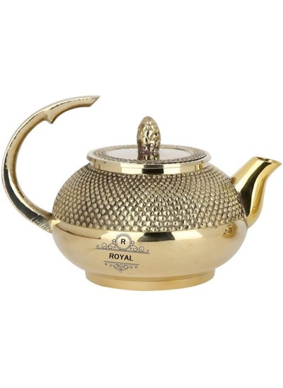 Buy Brass Diamond Design Tea Pot Coffee Kettle Serving Pot 500 ML Gold in Saudi Arabia