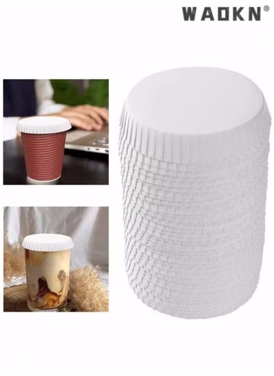 Buy 100 PCS Whiteboard Disposable Paper Cup Covers, Coffee Tea Cup Covers Recycled Paper Drinking Cup Lids Covers Perfect for Hotel Coffee Bar Tea Houses Restaurants Parties Wedding 7.5*7.5CM in Saudi Arabia