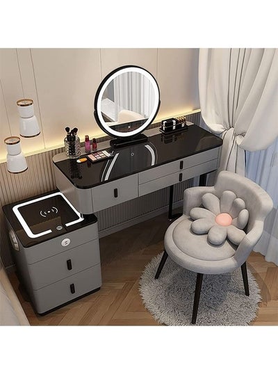 Buy Makeup Vanity Table Dressing Table Flip Mirror With Drawers And Chair With BT Speaker ,wireless charger and USB port in UAE
