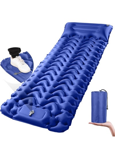 Buy Sleeping Pad Ultralight Inflatable Sleeping Pad for Camping,Built-in Pump, Ultimate for Camping, Hiking - Airpad, Carry Bag, Repair Kit - Compact & Lightweight Air Mattress(Blue) in Saudi Arabia