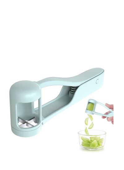 اشتري Grape Cutter for Kids, Stainless Steel Fruit Cutter, Quarter Grape Slicer, Suitable for Vegetable Fruit Salad Cake Decoration, Kitchen Gadget Fruit Slicer (Blue) في الامارات