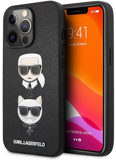 اشتري KARL LAGERFELD  Apple iphone 15 Pro Max Karl and Cat head hard case cover protective case black في الامارات