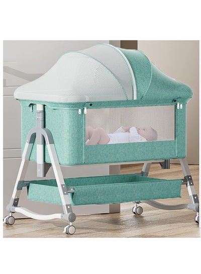 اشتري سرير أطفال، سرير بجانب السرير قابل للتعديل للأطفال حديثي الولادة من عمر 0 إلى 24 شهرًا، سرير هزاز للنوم بجانب السرير مع مرتبة وسلة تخزين وناموسية، أخضر في السعودية