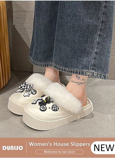 Buy Women's House Slippers Washable Cotton Slippers, Fashion Warm Shoes with Thick Sole, Comfortable Home Fuzzy Slippers, Lightweight Non Slip House Shoes For Cozy Indoor Outdoor in Saudi Arabia