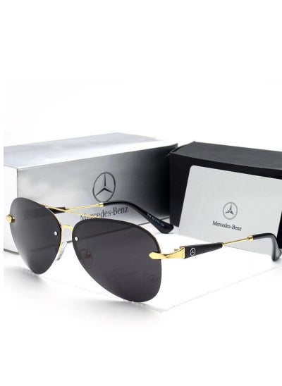 اشتري New Mercedes Benz Rimless Sunglasses Men's Polarized Glasses Black Gold Frame في السعودية