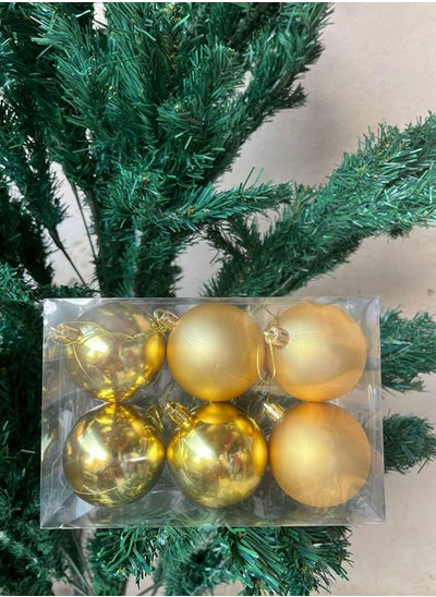 Buy 6-Piece Christmas Balls Set 6 Cm Gold in Egypt