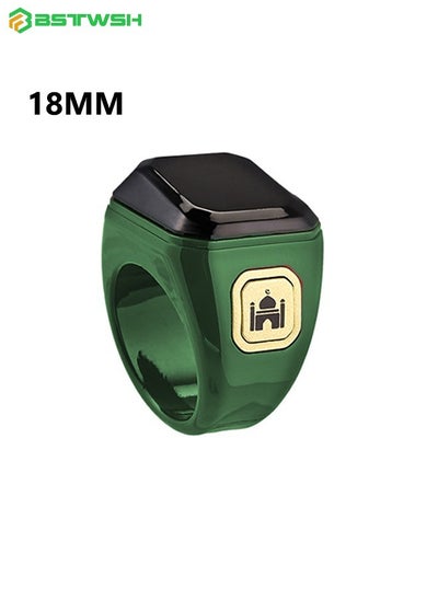 Buy 18mm Smart Ring with Work Vibration Reminder&Muslim Tasbeeh Counter&Kaaba Guidance&Chants and Prayer Times OLED Diaplay&Multi-language - Wireless Bluetooth Connectivity for Exclusive BSTWSH APP,Green in Saudi Arabia