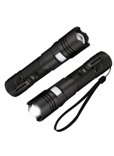 Buy Led Rechargeable Flashlight, Super Bight Handheld Flashlights with 5 Modes, 2 Packs Zoomable Torch Light Prepare Emergency for Outdoor Camping Power Cut Safety [Energy Class A+++] in Saudi Arabia