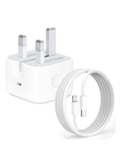 اشتري iPhone 20W Fast Charger | USB C Wall Fast Charger with USB C to Lightning Cable Compatible with iPhone 14/14 Pro/14 Pro Max/13/12/SE2020/11/XR/XS Max/X/iPad في الامارات