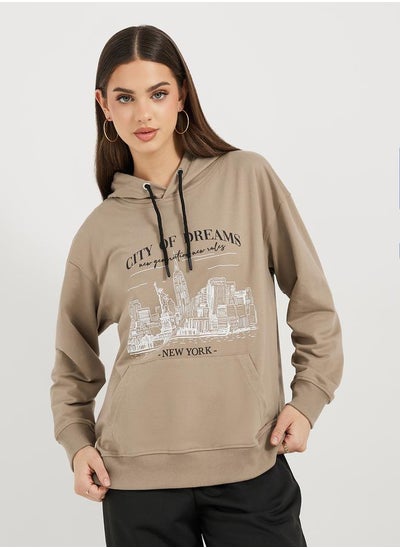 Buy Oversized Longline Graphic Hoodie in Saudi Arabia