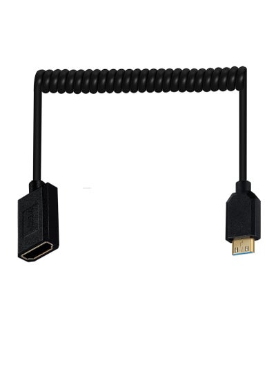 اشتري كابل HDMI رفيع للغاية ملفوف عالي الدقة من النوع C أنثى HDMI إلى موصل HDMI صغير ذكر محول كابلات تمديد حلقية مرنة 2.1 فولت 8K 60 هرتز 4K 120 هرتز لشاشة الكاميرا F إلى M Mini في السعودية