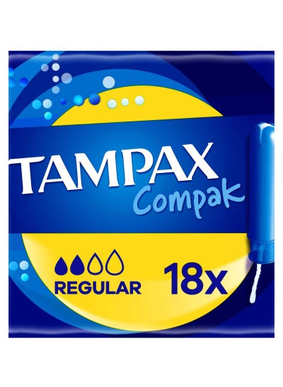 Buy Tampax Compak Regular Tampons Applicator 18X in UAE