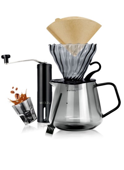 Buy V60 Coffee Maker Set 6 in 1 Drip Coffee with coffee grinder,coffee Server,coffee filter v60 Pour Over Coffee Maker set in Saudi Arabia